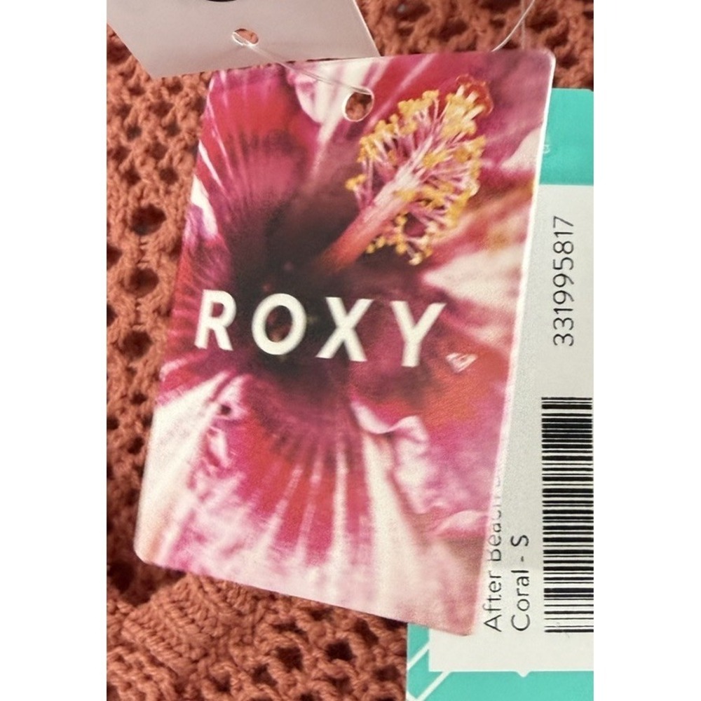 NWT Roxy After Beach Break‎ Womens Long Sleeve Crochet Sweater Coral Size Small - Picture 7 of 13